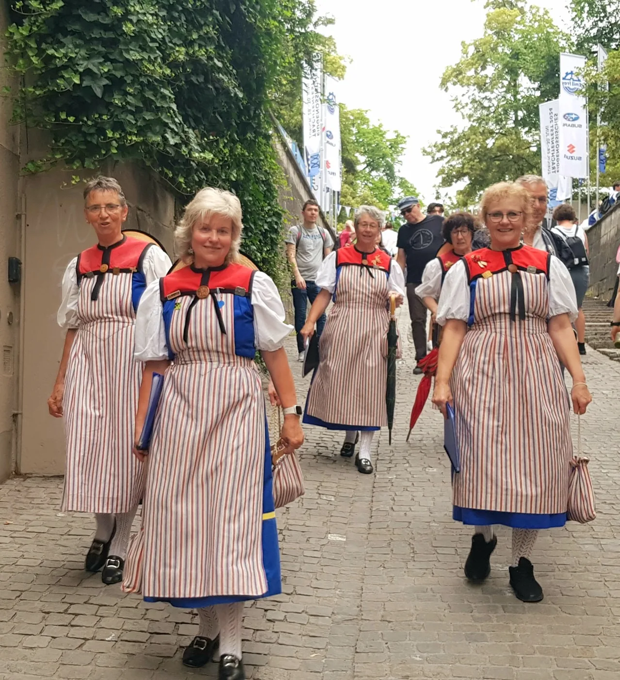 Women in traditional Swiss Tracht costumes at the 2024 Eidgenössisches Trachtenfest in Zurich